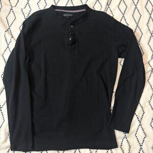 XL Smash Black Long Sleeve Waffle Knit Button Down